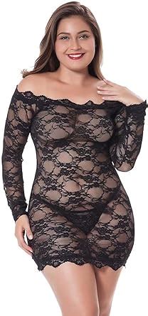 Lingerlove Womens Plus Size Sexy Lingerie Chemise Floral Lace Babydoll