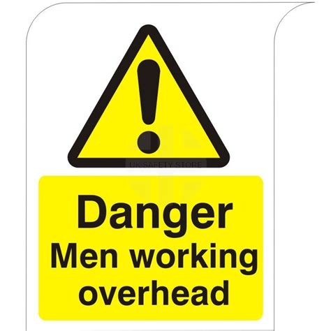 Curve Top Danger Men Working Overhead Sign Uk Safety Store