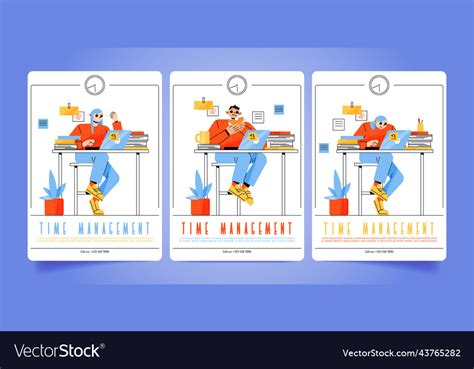 Time Management Posters With People Working Vector Image