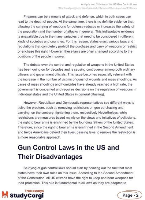 Analysis And Criticism Of The Us Gun Control Laws Free Essay Example