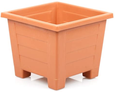 Nsf 38cm Terracotta Square Plastic Planter Plant Pot With Feet