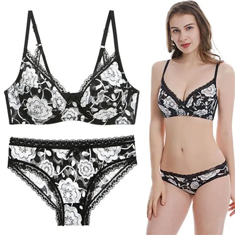 Women Underwire Bra Set Push Up Floral Women Lingerie Plus Size Bra And