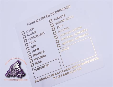 Food Allergen Labels 24 Gloss Foil Labels For Cakes Bakes Etsy Uk