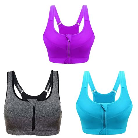 RYRJJ Women S Zip Front Closure Sports Bra Seamless Wirefree Post