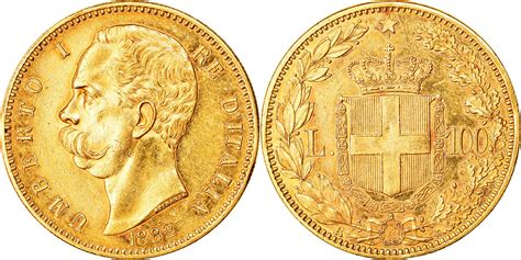 Italy Lire R Coin Umberto I Rome Gold Km Au Ma