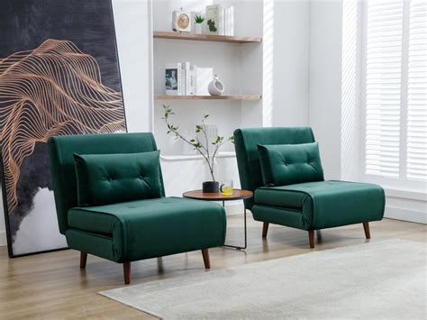 Fauteuil Convertible En Velours Vert Sapin De Style Jeune Habitat Uribia