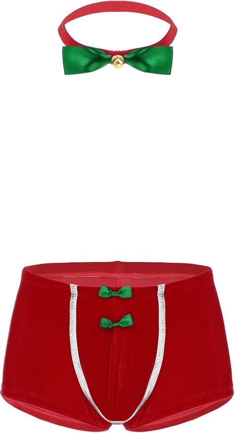 Kaerm Herren Samt Unterhosen Mit Fliege Männer Weihnachten Boxershorts Unterwäsche Gay Jockstrap