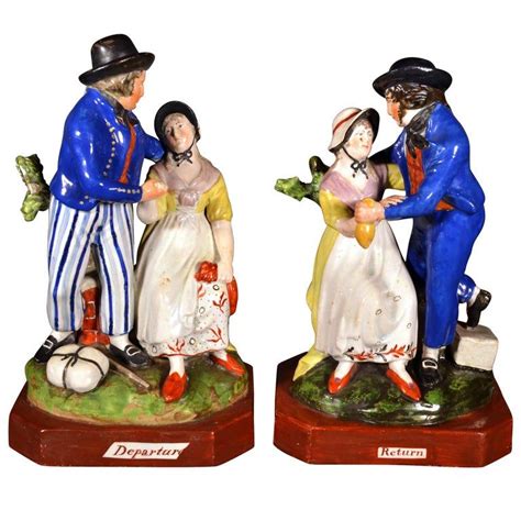 English Pearlware Figures Of Sailors Farewell And Return Circa 1820