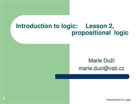 Ppt Introduction To Logic Lesson Propositional Logic Powerpoint