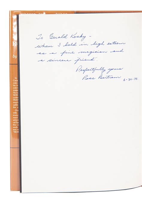 Magic And Methods Of Ross Bertram Inscribed And Signed Quicker Than