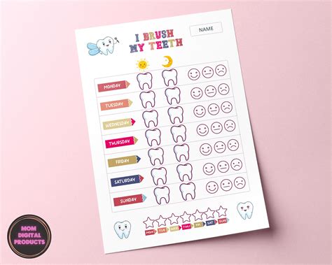 Printable Teeth Brushing Chart Editable Pdf - Etsy