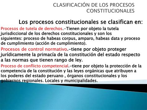 Clasificaci N De Los Procesos Constitucionales Ppt