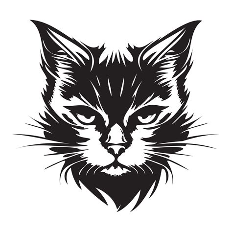 Cat Face, Silhouettes Cat Face SVG, black and white Cat vector 22664798 Vector Art at Vecteezy