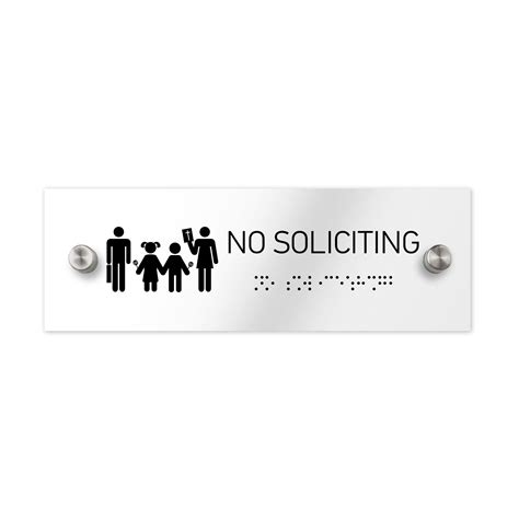 No Soliciting Sign Clear Acrylic Sign With Braille Bsign