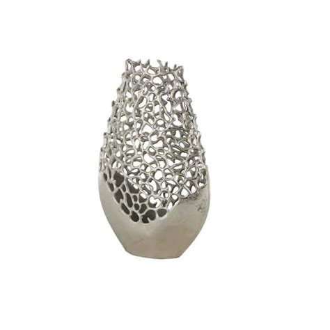 Litton Lane Silver Rounded Aluminum Metal Decorative Vase With Freeform