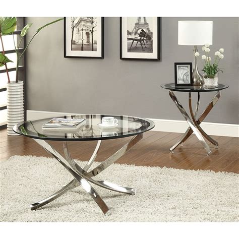 Coaster Modern Glass Top End Table With Curved Base In Chrome Cymax Business