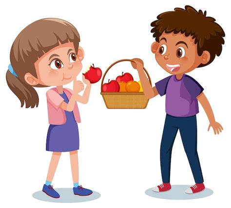 Kids Sharing Food Clipart