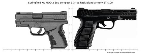 Springfield Xd Mod2 Sub Compact 33 Vs Rock Island Armory Stk100 Size Comparison Handgun Hero