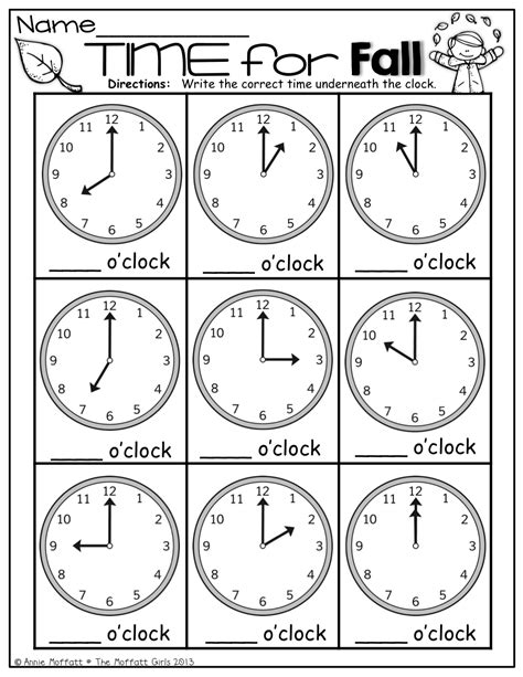 Telling Time On The Hour Worksheets