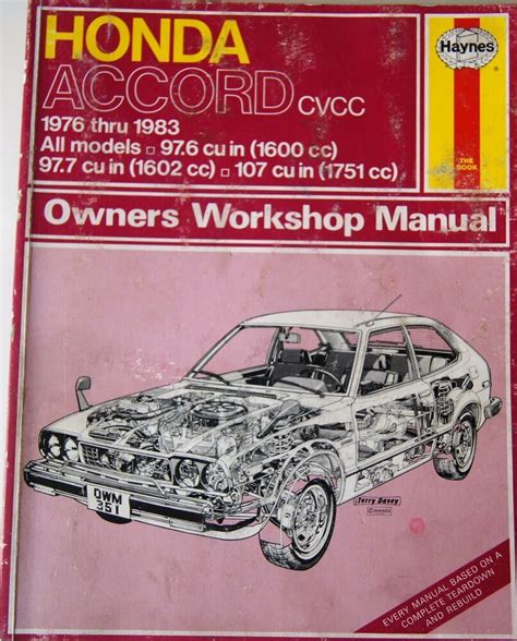 Honda Accord Cvcc Haynes Owners Workshop Manual Ebay