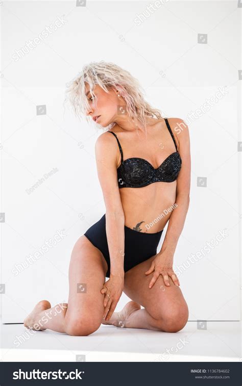 Beautiful Sexy Blonde Lingerie Posing Bright Stock Photo 1136784602 Shutterstock
