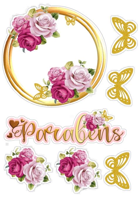 Topo De Bolo Floral Circular Para Imprimir Em Deco Stickers Sexiz Pix