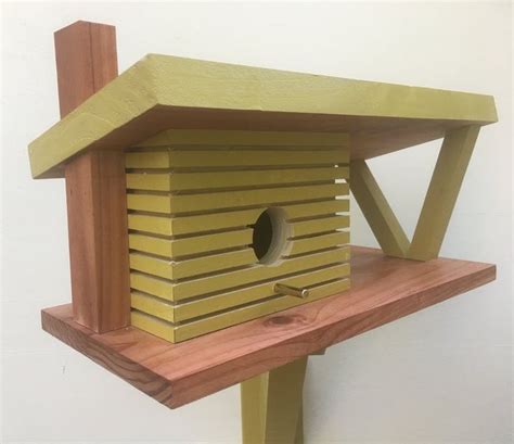 Modern Birdhouse Mid Century Modern Chartreuse Birdhouse Etsy Modern Birdhouses Bird Houses