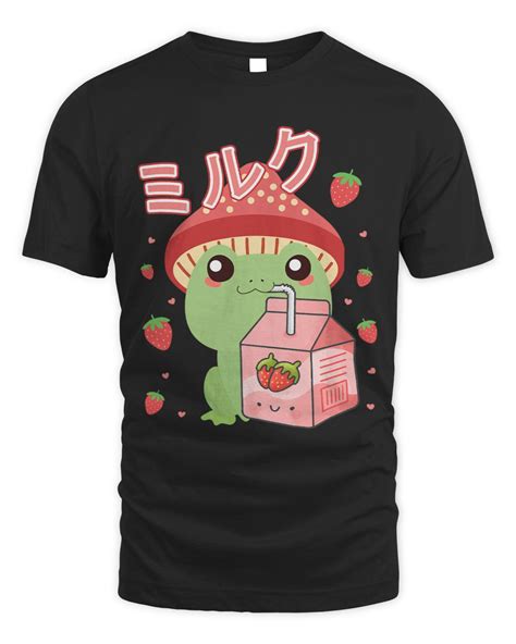 Frogs Cottagecore Kawaii Frog Strawberry Milk Japanese Graphic