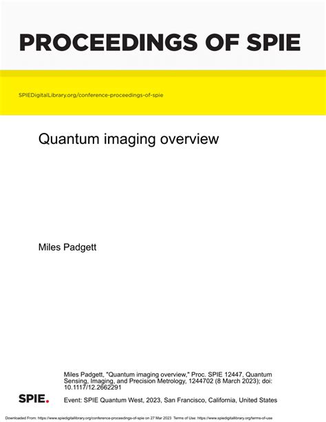 (PDF) Quantum imaging overview