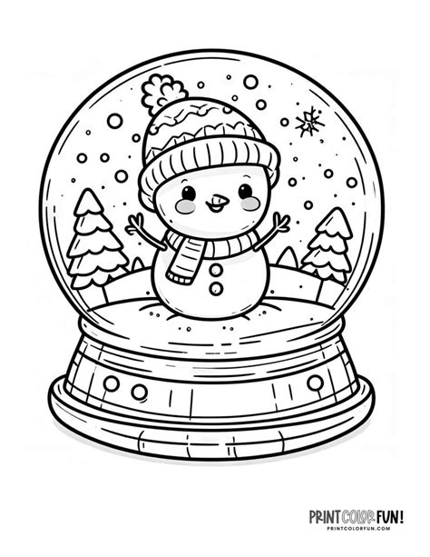 Adorable Snowman Snow Globe Coloring Page PrintColorFun In 2024