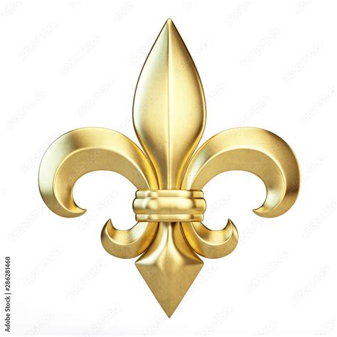 Gold Fleur De Lis Isolated On White Heraldic Icon Concept D