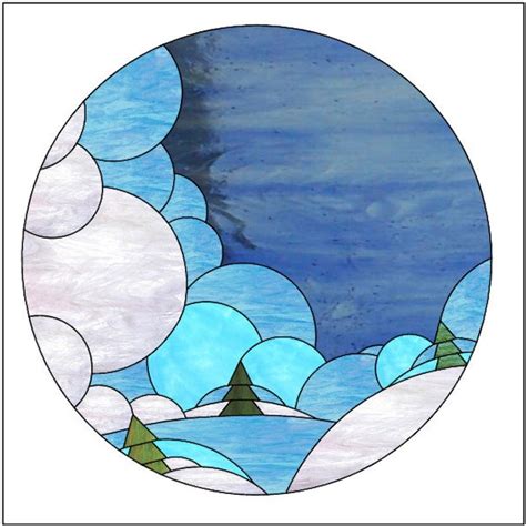 Wintry Landscape Stained Glass Pattern - Etsy