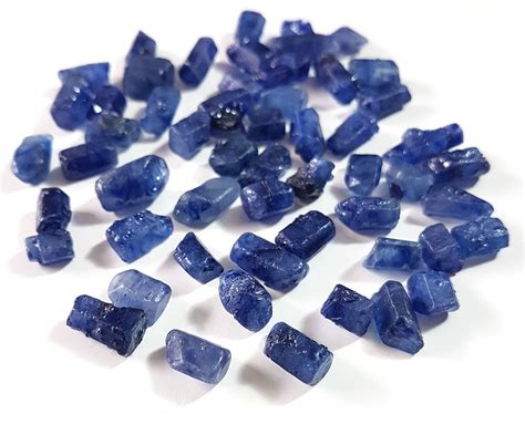 Aaa Blue Sapphire Raw Rough Stone Minerales Sticks Loose Etsy