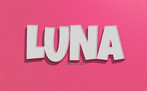 Moon Pink Lines Background With Names Luna Name Female Names Luna