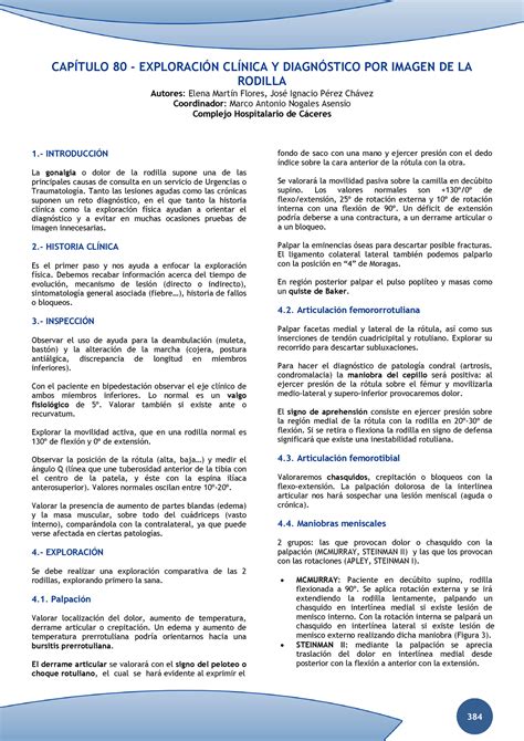 Capitulo 80 Exploracion Fisica Rodilla Pruebas Fundamentales