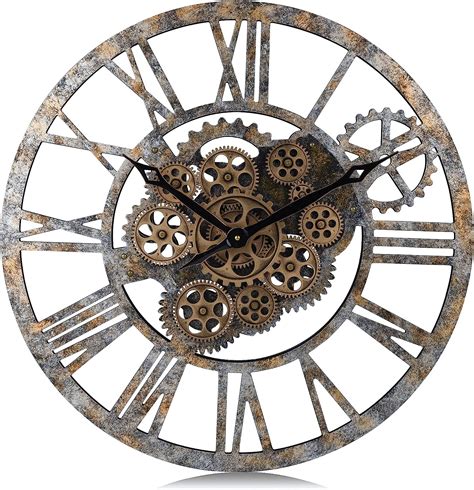 Amazon Lafocuse 23 Inch Wooden Real Moving Gears Wall Clock