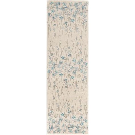 Nourison Tranquil Ivory 2 Ft X 7 Ft Floral Modern Kitchen Runner Area