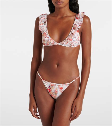 Paisley Ruffled Bikini In White Etro Mytheresa