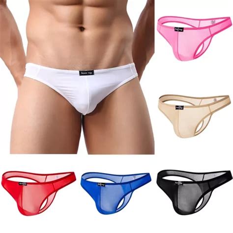 Hommes Sexy Slip Sous V Tement Glace Soie Pochette Lingerie Stretch Imprim Eur Picclick Fr