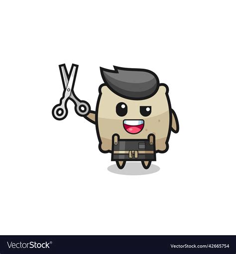 Sack Character As Barbershop Mascot Royalty Free Vector