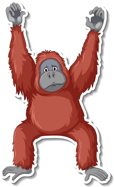 Sad Orangutan Animal Cartoon Sticker 3741948 Vector Art At Vecteezy