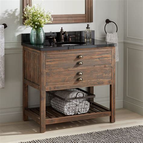 36 Benoist Reclaimed Wood Console Vanity For Undermount Sink Antique Black Bathroom