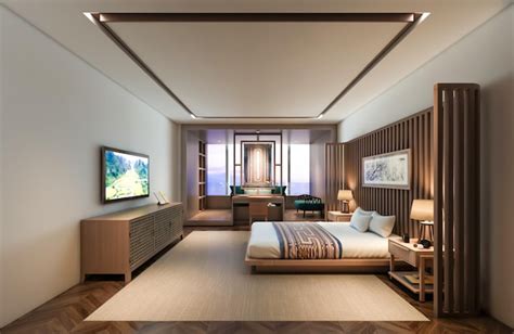 Premium Photo D Rendering Hotel Bedroom Interior Design