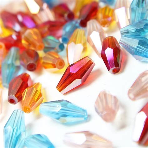 Glass Crystal Beads Long Bicone Faceted Clear 6x12mm Pack Of 24