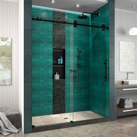 Dreamline Enigma Xo 56 60 In W X 76 In H Frameless Sliding Shower Door In Satin Black St