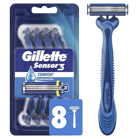 Gillette Sensor3 Comfort Disposable Razors For Men 8 Count Lubrastrip