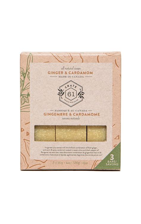 Amazon Crate 61 Vegan Natural Bar Soap Ginger Cardamom 3 Pack