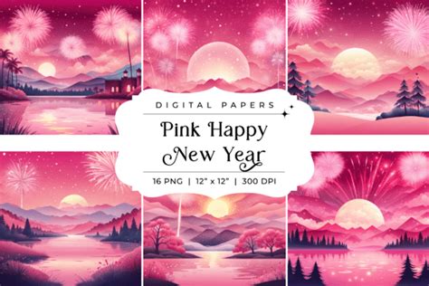 Pink Happy New Year Backgrounds Papers Graphic by Finiolla Design · Creative Fabrica