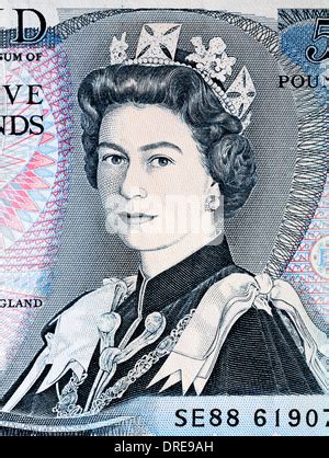 Portrait Of Queen Elizabeth Ii From Pound Banknote Gibraltar