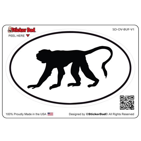 Oval Monkey V1 Size 4 Full Color Printed Vinyl Etsy